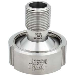 Adattatore in acciaio inox IBC, con filettatura fine da 1" femmina, per collegamento S60x6 - Product Image 1