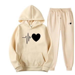 Nueva sublimación impresa con capucha conjunto de 2 piezas de alta calidad elegante mujer chándales 100% algodón orgánico al por mayor chándales - Product Image 3