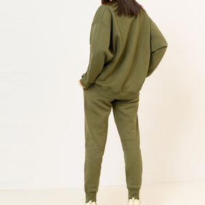 Ensemble deux pièces antibactérien respirant en coton de haute qualité/surdimensionné hiver femmes deux pièces personnaliser Logo survêtement à capuche - Product Image 3