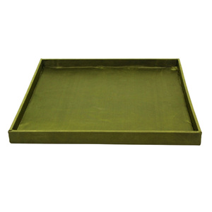 Bandeja decorativa cuadrada de tela y MDF Bandeja de servicio de diseño de lujo de color verde para suministros de hotel - Product Image 1