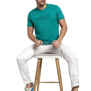 Camiseta en relieve para hombre, transpirable, 100% algodón, poliéster, cuello redondo, tipo de tela peinada antibolitas - Product Image 5