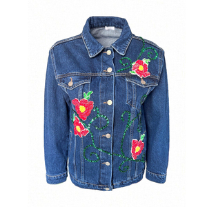 Fashion Streetwear Men Jacket Embroidery Denim Jackets MenWholesale Light <b>Weight</b> Breathable Jeans Denim Jacket for Women - Product Image 1