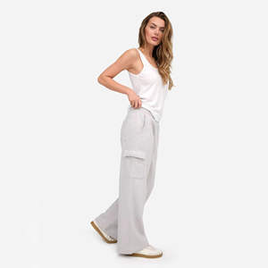 Pantalones de Lona para Mujer, Otoño Invierno, a la Moda, Holgados, con Bolsillos, Cintura Alta Elástica, Frente Plano, Corte Acampanado - Product Image 2