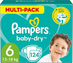 Couches Pampers Baby-Dry, Gr. 6, 13-18kg, boîte mensuelle, 1er Pack (1 x 124 unités) - Product Image 1