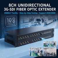 8CH Unidirectional 3G-SDI Fiber Optic Extender 1080P 60Hz 1U Rackmount SC Port Konverter Video Tanpa Kehilangan Data untuk Siaran