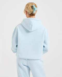 Sweat-shirt oversize classique pour femme bleu pastel, best-seller, anti-froissement, respirant, fermeture éclair sur le devant, logo personnalisé, streetwear - Product Image 5