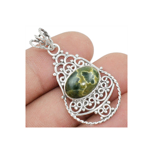 Top qualité meilleure vente 925 argent Sterling océan jaspe à la main pierres précieuses pendentif bijoux à vendre - Product Image 5