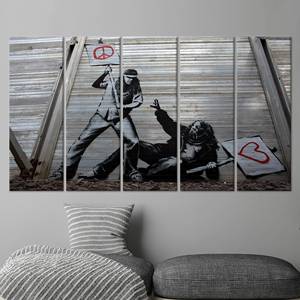 Lienzo Impreso Banksy Paz vs Amor: Decoración Abstracta de Arte Callejero, JUEGO DE 5 LIENZOS - Product Image 1