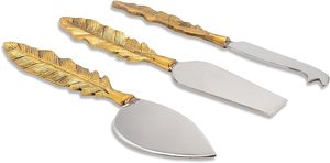 Juego de queso de metal dorado hecho a mano con mango de hoja Juego de herramientas decorativas para queso a precio asequible - Product Image 2