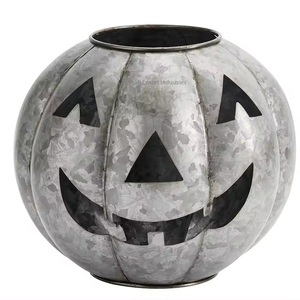 Bougeoir votif rond en métal galvanisé de forme ronde pour décoration d'Halloween Décoration d'éclairage extérieur - Product Image 2