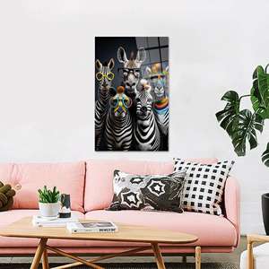 Arte en lienzo de cebros divertidos con gafas: impresión decorativa para pared con diseño de animales, arte en vidrio templado - Product Image 1