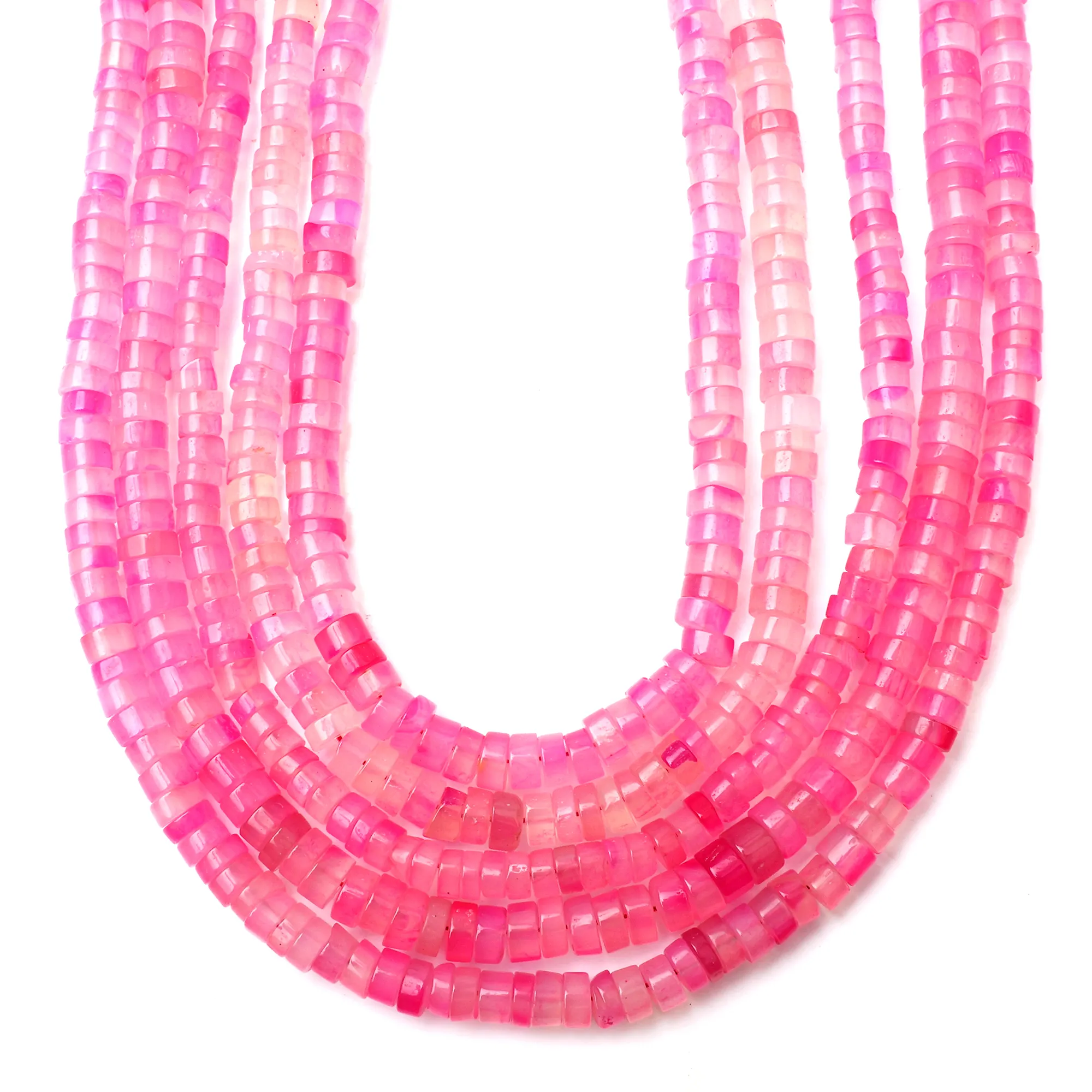 Hot Pink Chalcedony Beads Smooth Wheel Shape Center drilled Handmade Gemstone Beads For Jewelry Making