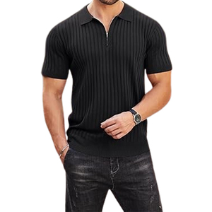 Camisas de Golf con cremallera personalizadas de alta calidad para hombre, manga corta, cuello transpirable, cuello bordado, antiarrugas, informales para polos - Product Image 3