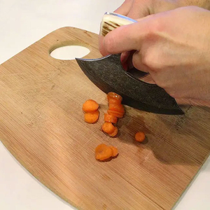 Cuchillo Ulu de Acero de Damasco Hecho a Mano con Mango de Madera Cómodo para Diestros, Ecológico para Cocina Casera y Chefs - Product Image 3