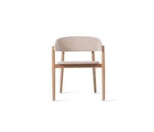Moana chaise de salle à manger en bois de teck et rotin blanc en osier adapté pour l'extérieur ou l'intérieur. - Product Image 1