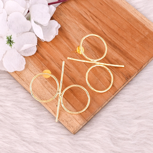Pendientes de Botón de Latón Chapado en Oro para Mujer, Diseño Artesanal, Alta Calidad, Fabricante Mayorista - Product Image 2