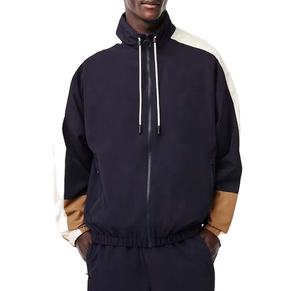 Chaqueta cortavientos con forro de malla al por mayor de calidad superior para hombre, chaqueta impermeable transpirable de secado rápido con bloque de Color de talla grande - Product Image 3