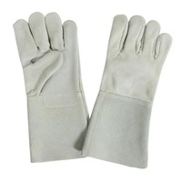 Gants de soudage blancs en cuir de vachette, résistants à la chaleur, à manchette longue, épais, pour la protection des mains des soudeurs, certifiés ISO, Chrome 6 Azo