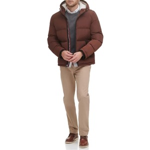 Chaqueta acolchada de invierno con diseño personalizado para hombre con cuello levantado y cremallera de otoño Logotipo frontal de lona Lisa OEM de baja tasa - Product Image 1