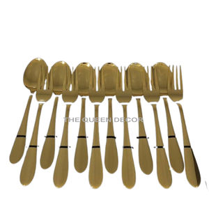 Juegos de Metal de latón de estilo moderno de 4 piezas Cubiertos con acabado antiguo dorado Acero con espejo Cena de lujo Ware Fiesta Bodas - Product Image 6