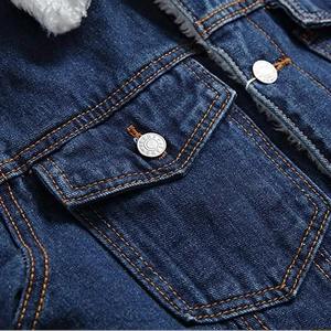 Men's Fleece <b>Jean</b> Denim Trucker Jacket Winter Waterproof Breathable Windproof Cotton Sherpa <b>Lined</b> - Product Image 3