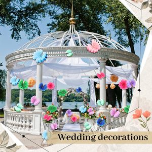 12 Uds mariposa tablón de anuncios bordes decoraciones DIY 3D colgante mariposa forma <span class=keywords><strong>Creper</strong></span> papel flor aula decoraciones - Product Image 6