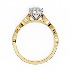 Classic <b>Elegant</b> Round Solitaire Ring Diamond Engagement Ring with Yellow Gold Band Timeless Design Weddings Diamond Ring - Product Image 4