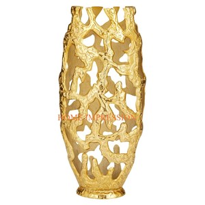 Vente en gros de vases et pots à fleurs en aluminium poli et or Vases de table de luxe pour la décoration de vases à fleurs fantaisie pour l'intérieur - Product Image 1