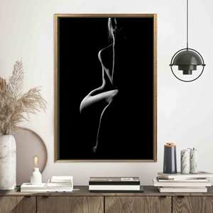Impression sur toile d'art féminin sensuel et séduisant : Décoration moderne, cadeau, TOILE ENCADRÉE DORÉE - Product Image 1