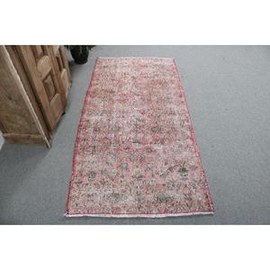 Turkish Rug, Accent 3x6.2 ft Vintage Rug, <b>Red</b> Gray Moroccan <b>Wool</b> Rug - Product Image 1