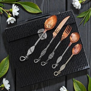 Ensemble de couverts en cuivre vintage, édition neuve, élégant, ensemble de couverts en cuivre médiéval, 30 pièces, ensemble de couverts avec boîte, ensemble de repas de camping - Product Image 6