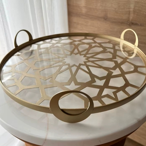 Bandeja de Servicio de Acero Inoxidable con Logotipo Personalizable para Decoración del Hogar de Oriente Medio, Apta para Lavavajillas, para Uso en la Cocina y la Sala de Estar - Product Image 1