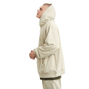 Sudadera con capucha Vintage de gran tamaño, 80% Algodón, 20% poliéster, hombros caídos, cuello cruzado, Gris, Verde - Product Image 2