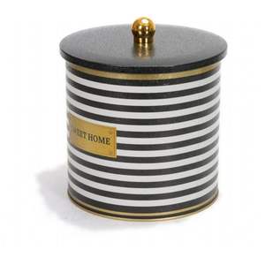Recipiente redondo de Metal de 175x180mm Mango de perilla de 4.1L Línea blanca y negra Sweet Home - Product Image 3