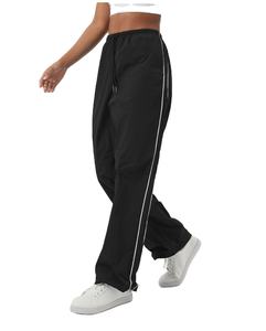 Pantalones Deportivos Casuales Holgados Personalizados, Pantalones de Chándal de Poliéster con Rayas Laterales, Pantalones de Nylon - Product Image 1