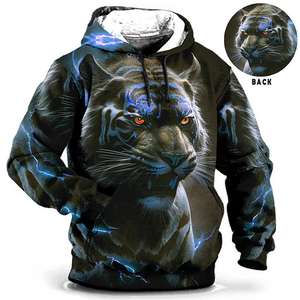 Sweat-shirt à capuche pour homme, imprimé tigre 3D, ample, design tendance, manches longues, pull, 4XL, surdimensionné, printemps automne - Product Image 4