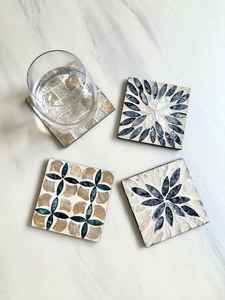 Incrustation d'os et support sous-verre à thé et café avec la meilleure qualité et la couleur blanche sous-verre en pierre noyer, sous-verres - Product Image 4