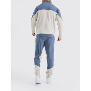 High Quality Winter Fleece Streetwear Embroidery Man 1/4 Zip <b>Funnel</b> Neck Quick Dry Colour Block Tracksuit Long Sleeve Tracksuits - Product Image 3