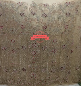 Sang trọng làm bằng tay hoa đính cườm chuỗi ren tua phong cách truyền thống thạch trang trí LƯỚI 5 yards moq cho quần áo - Product Image 1