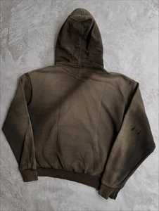 Custom <b>Men</b> Full Hoodie Acid Wash Oversize <b>Pullover</b> Zipper Design Spring Season Distressed Screen Printed Wholesale Hoodies - Product Image 2