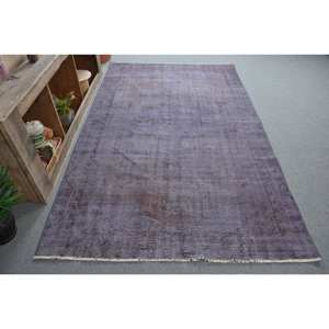 Modern Vintage Turkish <b>Rug</b> 5x8 ft <b>Purple</b> Patchwork Wool Carpet for Living Room Classic 4m Width Latex Backing Puzzle Pattern - Product Image 3