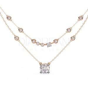 Collier en diamant rond Moissanite pendentif bijoux cadeau en argent sterling 925 bijoux de mode colliers ensemble de lunette collier - Product Image 2