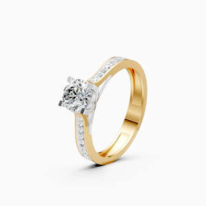 Anillo Solitario de Diamante Cultivado en Laboratorio Eternal Rose de 0.70 Ct, Corte Redondo, en Oro Amarillo, Blanco y Rosa de 9K - Product Image 1