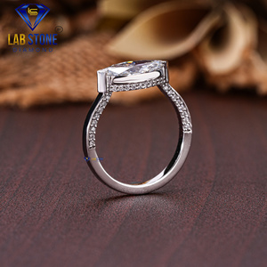 Anillo de oro blanco con diamantes de corte Marquesa TDW 1,56 de Lab-Stone / Elegance por triplicado, brillo sin fin/color de la EF-VS - Product Image 5