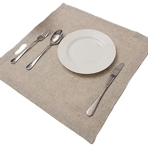 Table Handmade Cloth Napkins Linen Dinning Decoration Beige Plain Dyed Handmade 100% Linen Dining Napkins