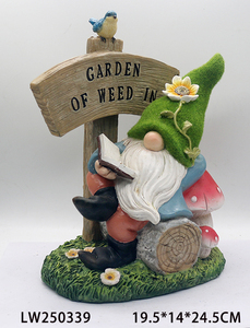 Gnome Grandpa đọc sách bằng nấm toadstool và cỏ dại miễn phí ký Tượng trang trí nghệ thuật sân cỏ để trang trí nhà - Product Image 2