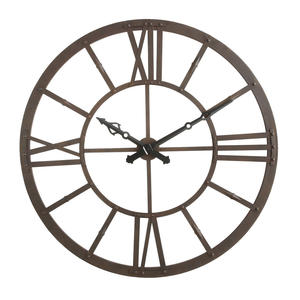 Haute qualité 40cm Vintage ferme européenne horloge murale silencieux Quartz mécanisme chiffres romains abstrait Non-tic-tac métal pour - Product Image 3