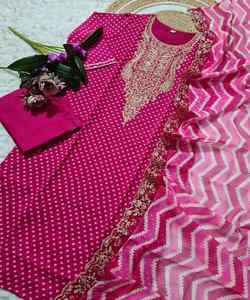 Trending Daily Wear Rayon Top Pant Dupatta Set avec Chic Ruffle Detailing et Pearl Work kurta. - Product Image 5