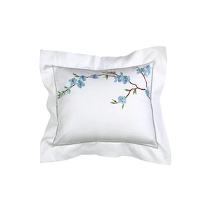 Thêu Hoa Đào Thiết Kế Tấm Phẳng Chất Lượng Cao Trắng Cotton Bed <span class=keywords><strong>Sheets</strong></span> Thêu Bộ Đồ Giường Và Vỏ Gối - Product Image 3