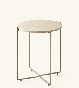 Mesa auxiliar moderna totalmente de hierro con tapa y base de mármol, colores y tamaños personalizados para uso doméstico a precio mayorista - Product Image 1